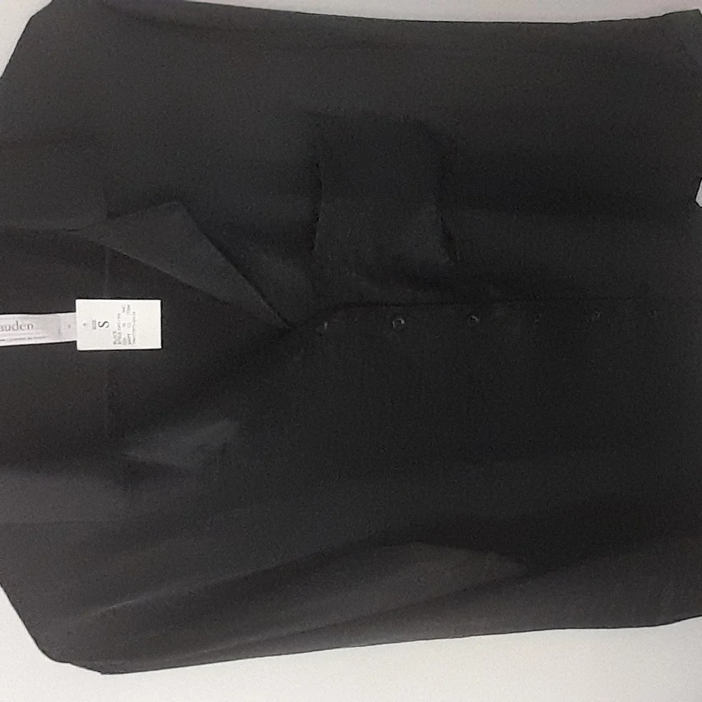 Black Sheer Button-Up Blouse - Picture 1 of 5